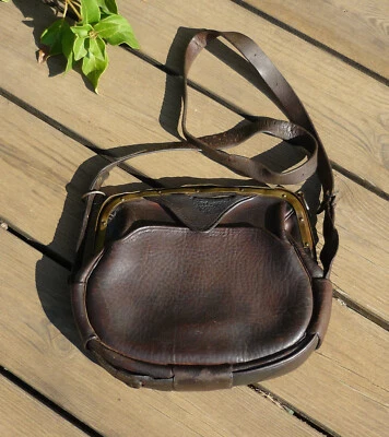 Sacoche de boucher ancienne en cuir - Photo 1/4