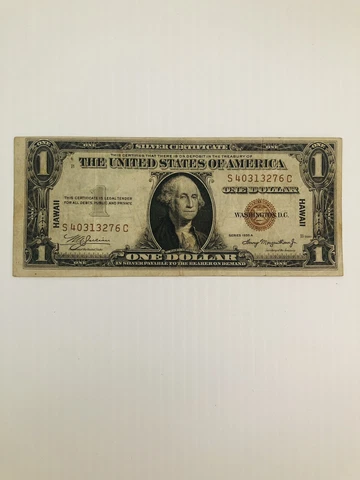 1935 A One Dollar Hawaii Silver Certificate WWII Brown Seal Emergency Issue Cover