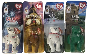 McDonald's TY 1999 Beanie Babies International Bears set completo di 4 NON APERTI - Foto 1 di 10