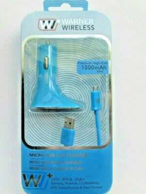 CARGADOR DE VIAJE COCHE WARNER INALÁMBRICO MICRO USB 1000mA LG Azul Foto 1 de 2