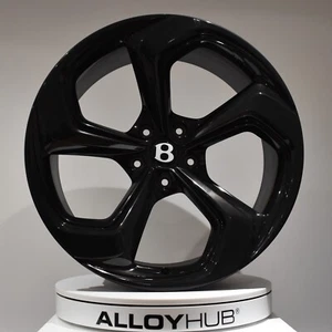 ORIGINAL OEM BENTLEY BENTAYGA 22" ZOLL 5 TWIST SPEICHEN GLANZ SCHWARZ LEICHTMETALLFELGEN X4 - Bild 1 von 3