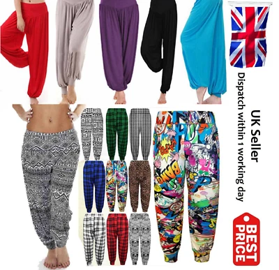 New Womens Ali Baba Harem Trousers Pants Leggings Ladies Baggy Aladdin 8-26  - Image 1 of 3