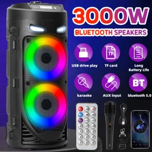 Portable Bluetooth Party Speaker Sub Woofer Heavy Bass 3000W Sound System & MIC - Picture 1 of 12