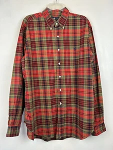 Ralph Lauren Polo Shirt Mens XL Button Down Red Green Tartan Plaid Oxford - Picture 1 of 10
