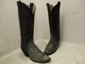 Stivali da cowboy vintage Tener's blu full quill pelle di struzzo taglia 4,5 A BML 496 - Foto 1 di 9