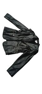 CLIO Genuine Black Leather Womens BLAZER STYLE Jacket Coat Size 16 FAST SHIPPING
