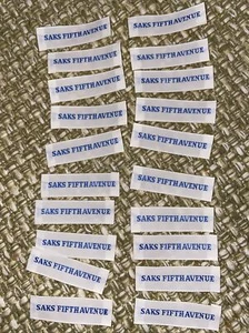20 Vintage SAKS FIFTH AVENUE NOS designer fashion clothing label tag Embroidered - Imagen 1 de 10