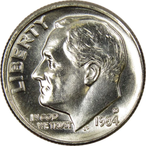 1984 D Roosevelt Dime BU Uncirculated Mint State 10c US Coin Collectible Cover