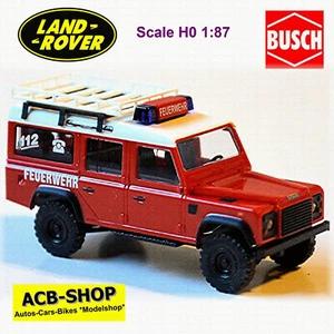 Land Rover Defender Vigili Del Fuoco Con Portapacchi 1:87 Busch 50321 - Foto 1 di 7