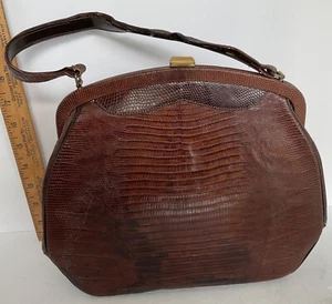 Beautiful 1960s Lizzard Leather Handbag Purse - Picture 1 of 7