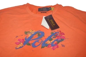 T-Shirt Polo Ralph Lauren Blumenmuster orange Zauber Herren klassische Passform marineblau neu mit Etikett Gr. XS S M - Bild 1 von 3