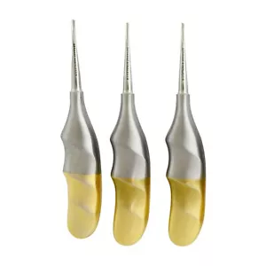 Set di 3 pezzi Carl Martin Root Elevator 2 mm Maniglia Oro Chirurgica Dentale DN-2431 - Foto 1 di 3
