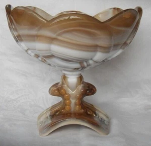 Imperial Schokolade Karamell Schlacke Glas Sattel Standfuß Herzstück Kompott Schale - Bild 1 von 15