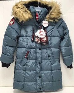 Canada Weather Gear Puffer Coat Girls Long Faux Fur Hooded Teal Ocean Sz. L - Picture 1 of 3