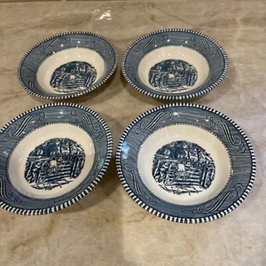 4 Currier and Ives Fruit/Dessert Bowls, “Old Farm Gate” Royal China Made In USA - Picture 1 of 3