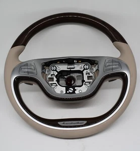 Volante de madera original Mercedes w222 clase S asistente de carril beige a0024601403 - Imagen 1 de 5
