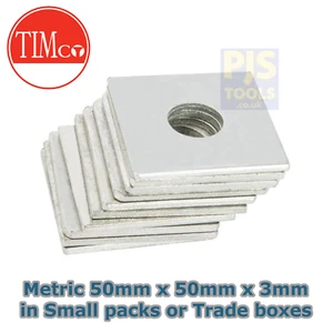 50 o 100 x Rondelle Piastre Quadrate Acciaio Zinco Luminoso BZP M10 M12 M16 M20 - Foto 1 di 1