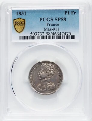 FRANCE HENRI V "PRETENDER" 1831 SILVER FRANC COIN, CERTIFIED NGC SP-58 - Image 1 of 4