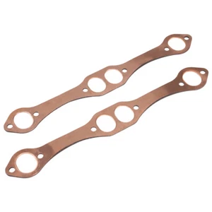 SBC Oval Port Copper Header Exhaust Gaskets For SB Chevy 327 305 350 Reusable US - Foto 1 di 11