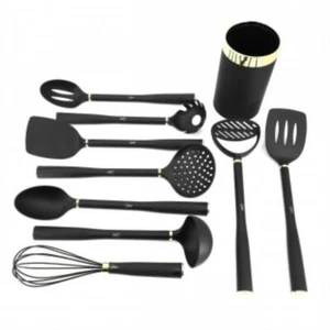 Gibson Home Hampsbridge 10 Piece Nylon Kitchen Tool Set And Utensil Crock In Bl - Picture 1 of 1