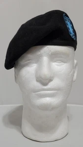 US Army Beret Size: (7 ) Black Wool Military Cap #72v - Picture 1 of 7