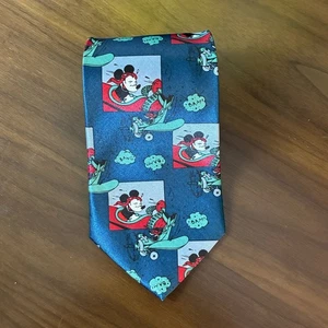 Aviones de dibujos animados Disney 100 % poliéster azul Mickey vintage para hombre - Imagen 1 de 6