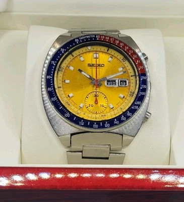 [WORKS] 1977 Seiko POGUE 41mm 6139-6005 Chronograph Yellow Mens Watch - Image 1 of 4