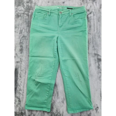 Pantalones de mezclilla Style&Co tiro medio capri talla 8 verde elástico algodón recto informal  Foto 1 de 4