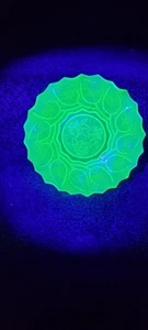 Uranium Glass Bagley Leaf & Roses Plate Frosted Green Vintage Art Deco glows - Picture 1 of 19