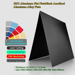 5052 Aluminum Flat Plate Black Anodized Aluminum Alloy Plate Thickness 0.5-2mm - Picture 1 of 5