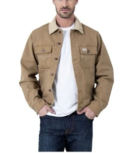 NWT Kimes Ranch Men’s Bangs Trucker Jacket Khaki Large Button Front  - Afbeelding 1 van 11