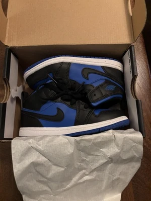 Jordan Air Jordan 1 Mid Zapatos Niño Pequeño Talla 10C Negro Azul Real Blanco DQ8425-042 Foto 1 de 4