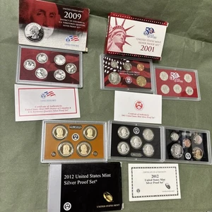 2001 & 2012 Silver Proof Sets, 2009 United States D.C & Territories Quarter Set - Picture 1 of 19