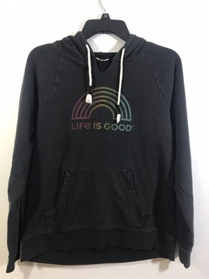Sudadera con capucha Life is Good negra elástica para mujer Foto 1 de 4