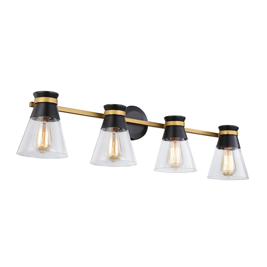 Artcraft Kanata 4-Light Vanity Light, Black/Brushed Brass - AC11804BB - Image 1 of 1