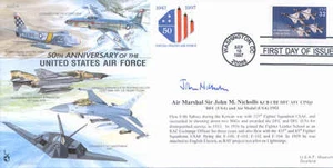 CC32 USAF FDC firmado Air Marshal NICHOLLS DFC piloto de combate coreano - Imagen 1 de 1