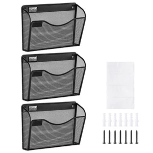 VEVOR 3 PCS Estante de Pared de Malla Metálica para Archivos de 1 Capa, Negro - Imagen 1 de 12