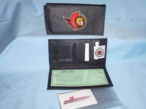 OTTAWA SENATORS   Embroidered Leather CHECKBOOK    NIB  black Cover