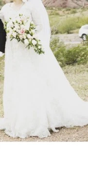 Women Wedding Dress Bridal Formal Gown Lace Long Sleeve Backless Maxi Dresses US - Image 1 of 3