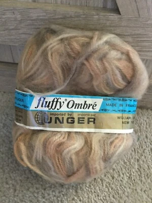 Yarn UNGER FLUFFY Ombre Color 609 Light Brown Tones 100% Acrylic 1 Skein France - Image 1 of 4
