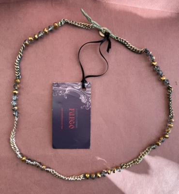 Collar Chloe e Isabelle Cristales Reflectantes Facetados y Tela Tono Dorado Nuevo con Etiquetas Foto 1 de 4