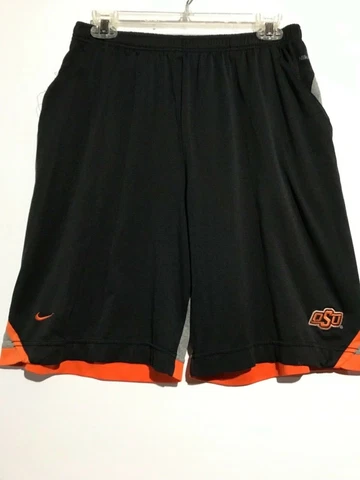 Men’s NikeFit Black/Gray/Orange Stitched Oklahoma State Cowboys Shorts. Size Med Cover