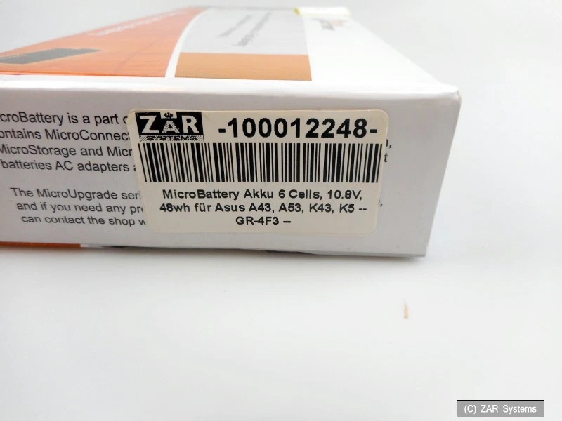 Batería MicroBattery 6 Cells, 10.8V, 48wh para Asus A43, A53, K43, K53, X43, X53 NUEVO Foto 1 de 1