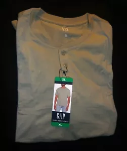Gap Men's Short Sleeve Slub Henley Shirt, green-grey , Size XL NEW w/tag - Picture 1 of 2