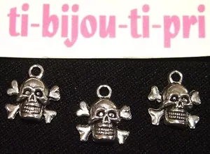LOT de 6 PENDENTIFS ARGENTES perles breloques TETE DE MORT SKULL création bijoux - Bild 1 von 1