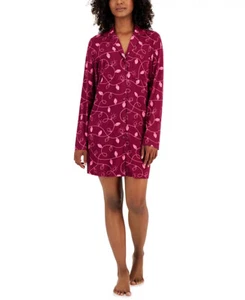Womens Sleepshirt Maroon Christmas Lights XSmall JENNI $49 NWT - Picture 1 of 2