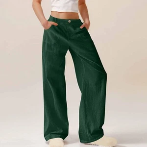 Womens Cotton Linen Wide Leg Pants Baggy Elastic Waist Casual Comfy Lightweight - Picture 1 of 11