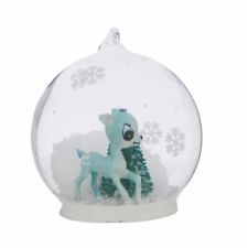Retro Reindeer Glass Ornament 70s Cartoon Snow Animal Deer Cabin Woods Camp