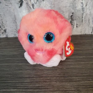 TY Beanie Balls SHELDON the Coral Octopus 4" BeanStuffed Puff Plush MWMTS 2023 - Picture 1 of 9