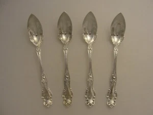 4 ANTIQUE ORNATE TUDOR 1904 SILVER PLATE GRAPEFRUIT SPOONS MONO MEB LOT *182 - Picture 1 of 4